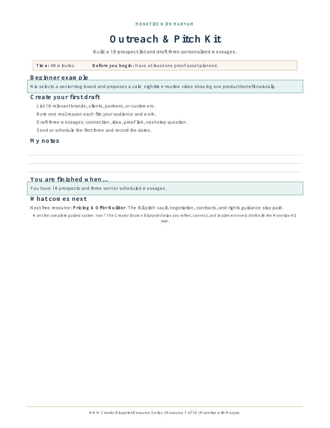 Preview of the Outreach & Pitch Kit